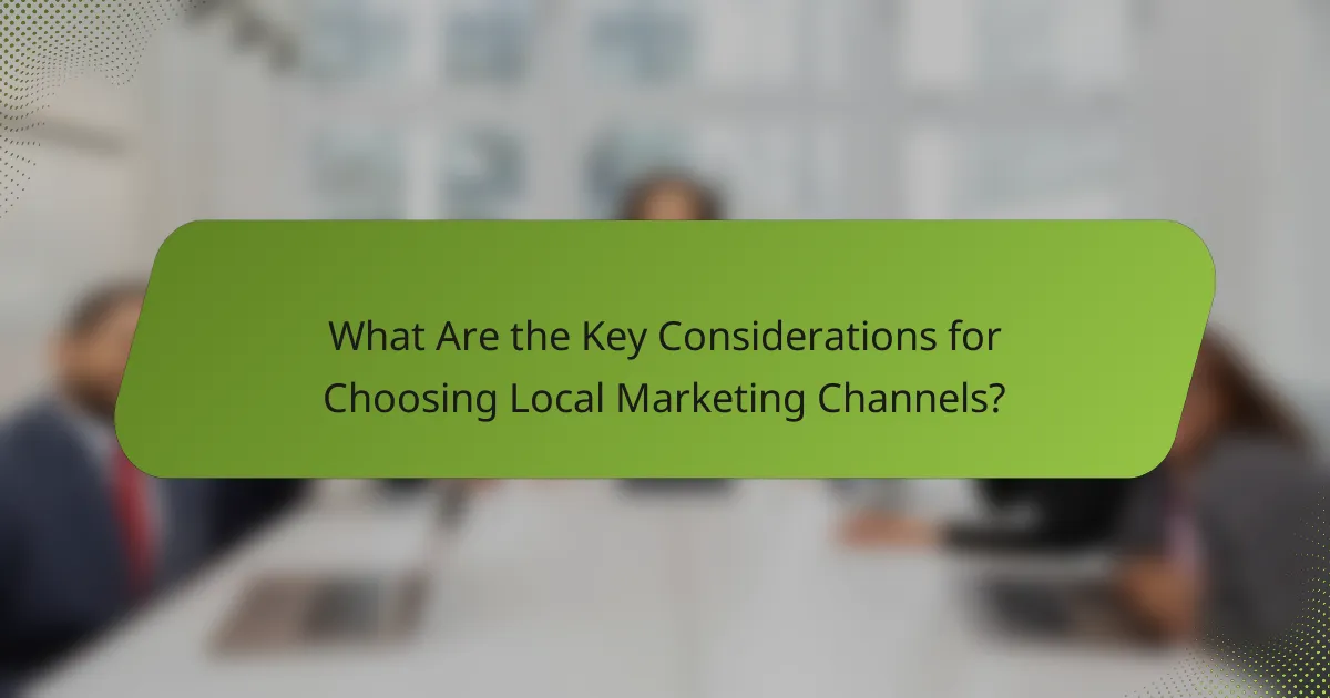 What Are the Key Considerations for Choosing Local Marketing Channels?