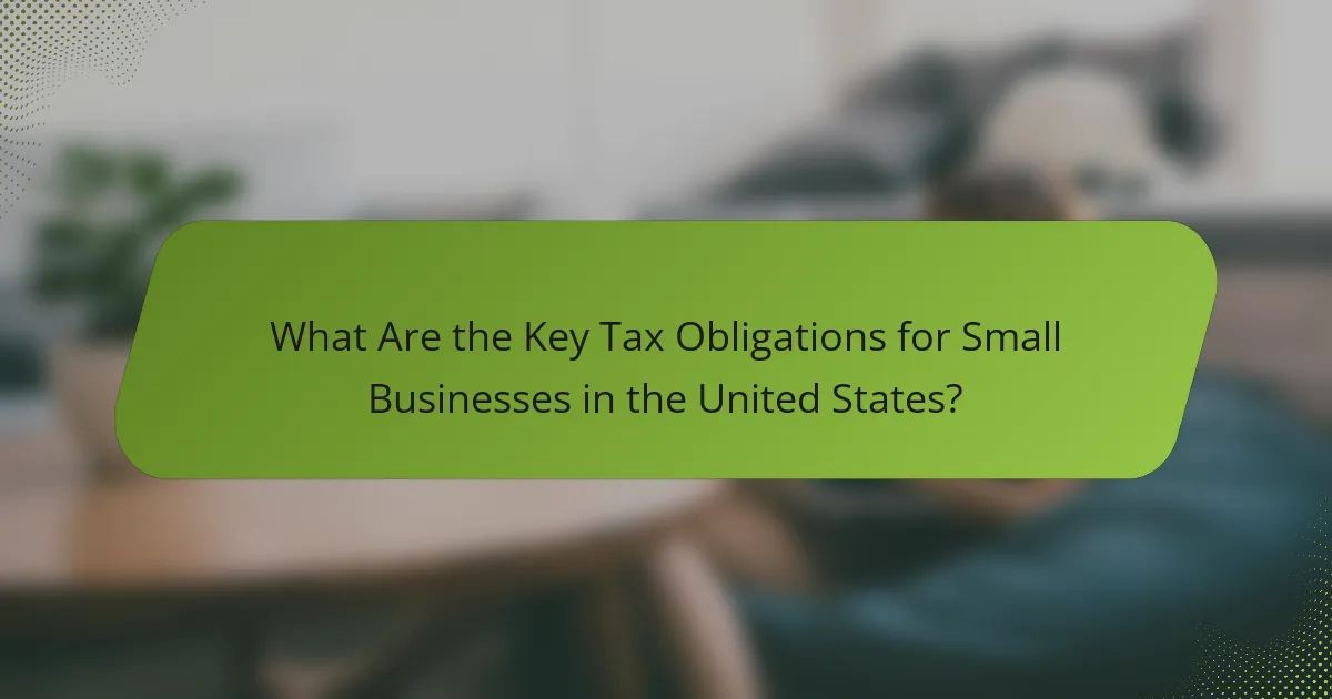 What Are the Key Tax Obligations for Small Businesses in the United States?
